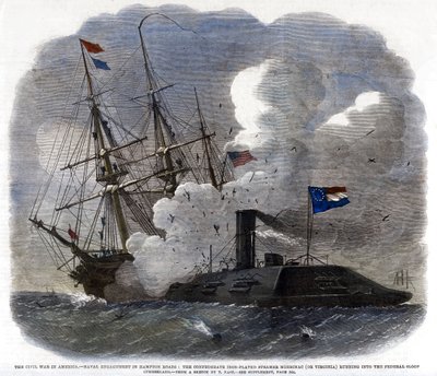 La Guerra Civil en América - Combate naval en Hampton Roads, 1862 de Unbekannt