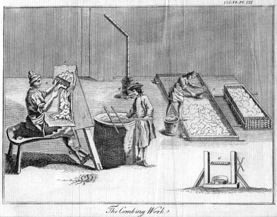 El trabajo de peinado, c. 1750 de Unbekannt