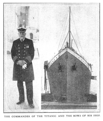 El comandante del Titanic y la proa de su barco, 20 de abril de 1912 de Unbekannt