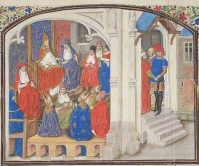 El Concilio de Clermont en 1095. Miniatura de la Historia de Guillermo de Tiro, 1460s de Unbekannt