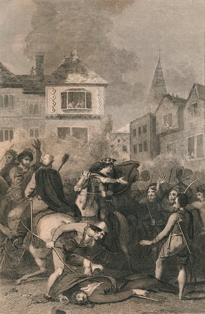 La muerte de Wat Tyler, 1381, siglo XIX de Unbekannt