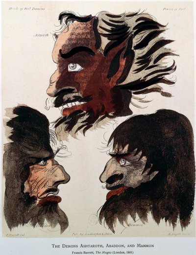 Los demonios Ashtaroth, Abaddon y Mammon, 1801 de Unbekannt