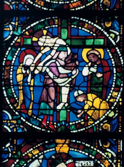 El Descendimiento de la Cruz, vidriera, Catedral de Chartres, Francia, 1194-1260 de Unbekannt