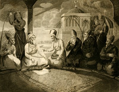 El Dey de Argel consultando a su consejo sobre la llegada de la Flota Inglesa, 1816 de Unbekannt