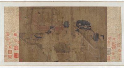 La doble pantalla: Emperador Li Jing observando a sus hermanos jugar Weiqi, siglo XIV de Unbekannt