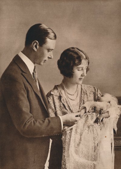 El Duque y la Duquesa de York en el bautizo de la Princesa Isabel, 1926 de Unbekannt