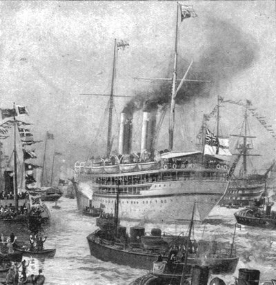 El duque de Cornualles y la gira colonial de York...Salida del Ophir de Portsmouth, 1901 de Unbekannt
