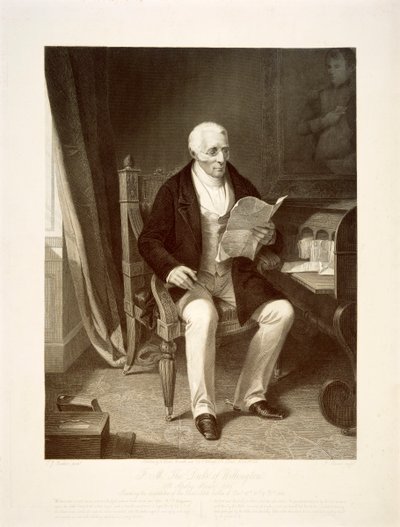 El Duque de Wellington leyendo despachos en su casa de Apsley House, Londres, 1846 de Unbekannt