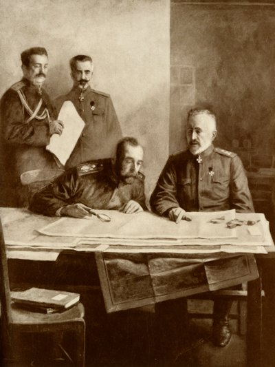 El Emperador de Rusia con el Gran Duque Nicolás en el frente de Unbekannt