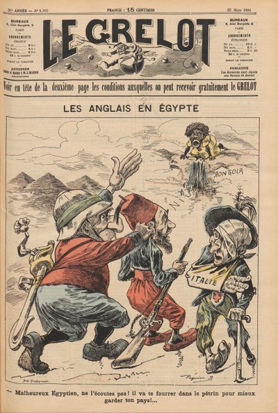 Los ingleses en Egipto. Caricatura de Le Grelot, 22 de marzo de 1896, 1896 de Unbekannt
