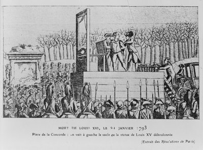 La ejecución de Luis XVI en la Plaza de la Revolución el 21 de enero de 1793, c. 1793 de Unbekannt
