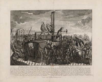 La ejecución de Luis XVI en la Plaza de la Revolución el 21 de enero de 1793, c. 1793 de Unbekannt