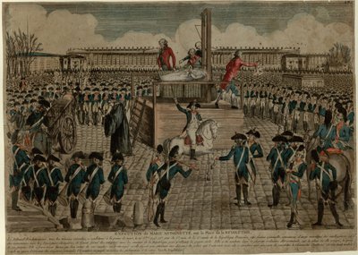 La ejecución de María Antonieta en la Place de la Révolution el 16 de octubre de 1793, c. 1793 de Unbekannt