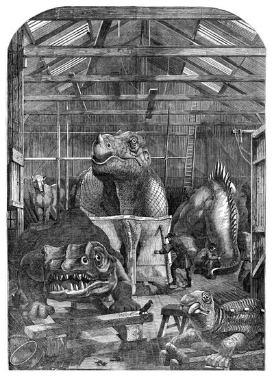 La sala de modelos de animales extintos en el Palacio de Cristal, Sydenham, 1853 de Unbekannt