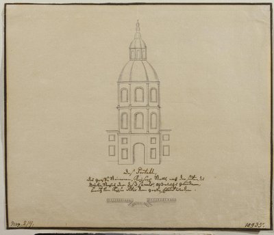 La Fachada de la Parte Central de las Caballerizas Reales en el Malecón Moika en San Petersburgo, 1740s de Unbekannt