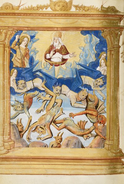 La caída de Lucifer. Del Libro de Horas, c. 1500 de Unbekannt