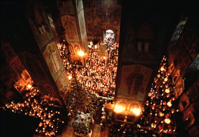 La Fiesta de la Dormición de la Madre de Dios en el Monasterio de la Trinidad de Sergiyev Posad de Unbekannt
