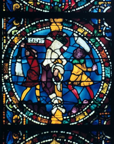 La Flagelación, vidriera, Catedral de Chartres, Francia, 1194-1260 de Unbekannt