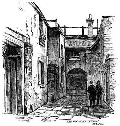 El zorro bajo la colina, taberna, Adelphi, Westminster, Londres, 1887 de Unbekannt