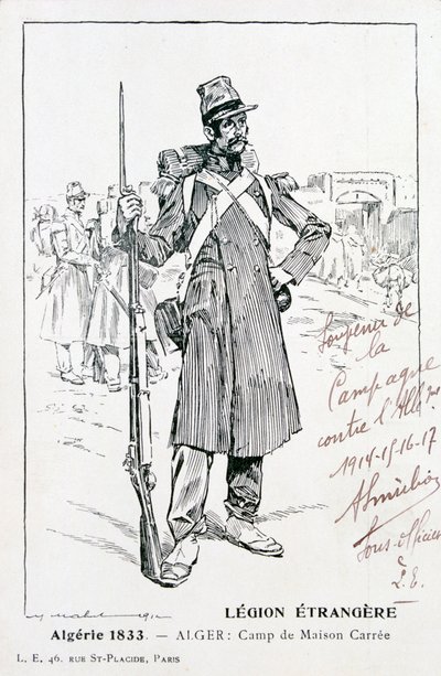 La Legión Extranjera Francesa, Maison Carrée, Argelia, 1833, siglo XX de Unbekannt