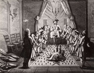 Ceremonia de iniciación de los masones franceses, siglo XVIII de Unbekannt