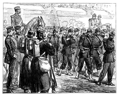 Las tropas francesas saliendo de Metz, c. 1870 de Unbekannt