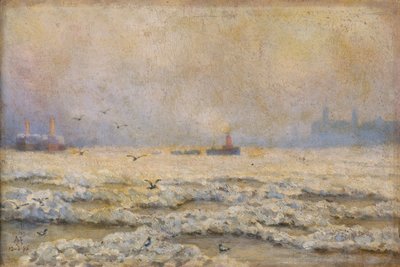 El Támesis congelado en Greenwich, 1895 de Unbekannt