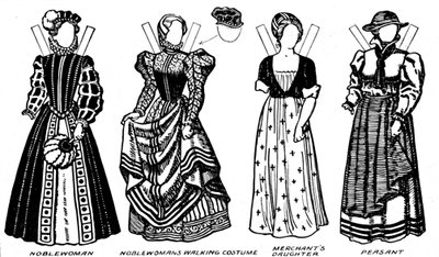 La galería del traje: vestidos usados en los días cuando reinaba la Reina María, c. 1934 de Unbekannt