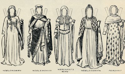La galería del traje histórico: los vestidos usados en los días de Ricardo I, c1934 de Unbekannt