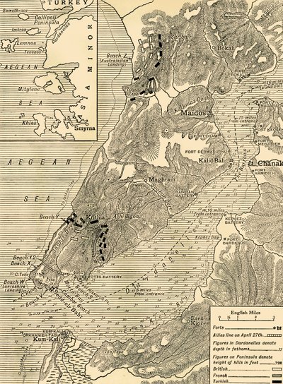 La Campaña de Gallipoli, Primera Guerra Mundial, 1915, c1920 de Unbekannt
