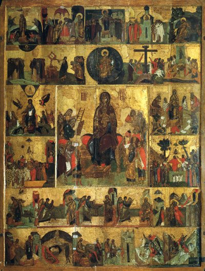 La glorificación de la Virgen, Himno Akathist a la Santísima Theotokos, siglo XIV de Unbekannt