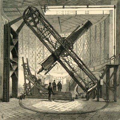 El Gran Telescopio Ecuatorial en la Cúpula, Observatorio de Greenwich, c. 1878 de Unbekannt