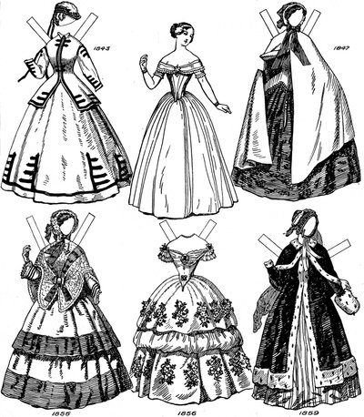 La Gran Galería del Traje Británico: Algunas modas femeninas de 1843 a 1893, c. 1934 de Unbekannt