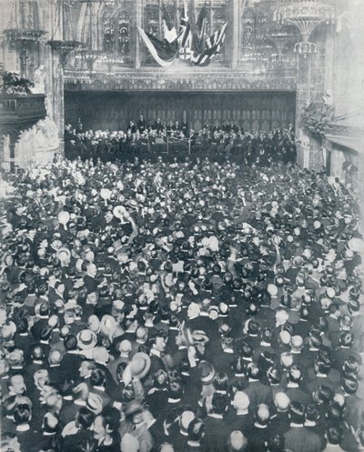 La gran reunión de reclutamiento en el Guildhall de Londres, 1914 de Unbekannt