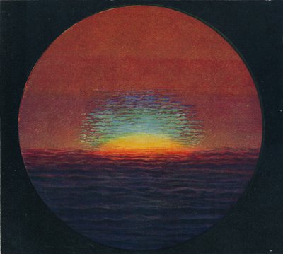 El destello verde al atardecer, el color prismático más raro refractado por la atmósfera, c1935 de Unbekannt