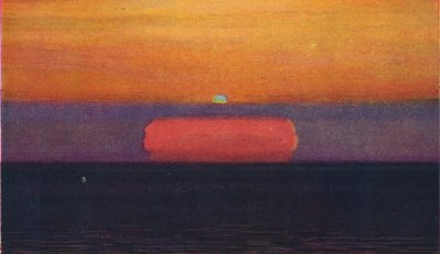 El destello verde al atardecer, el color prismático más raro refractado por la atmósfera, c1935 de Unbekannt