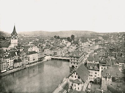 La Grosse Stadt y Kleine Stadt divididas por el Río Limmat, Zúrich, Suiza, 1895 de Unbekannt