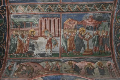 La curación en Capernaum y otras escenas de la vida de Cristo, siglo XIV de Unbekannt