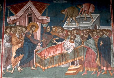 La curación del paralítico en Capernaum, ca 1350 de Unbekannt