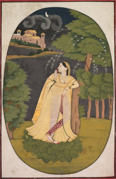 La Heroína que Espera Ansiosamente a su Amante Ausente Utka Nayika, c. 1800 de Unbekannt