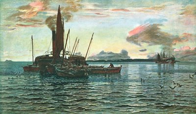 El mercado de arenques en el mar en Loch Fyne, Argyll, 1884 de Unbekannt
