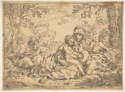 La Sagrada Familia con San Juan Bautista, copia después de Cantarini, ca. 1639-1648 o después de Unbekannt