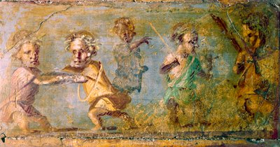 La caza de los enanos, fresco de Pompeya, siglo I a.C.-siglo I d.C. de Unbekannt