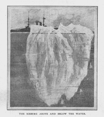 El iceberg por encima y por debajo del agua, 20 de abril de 1912 de Unbekannt