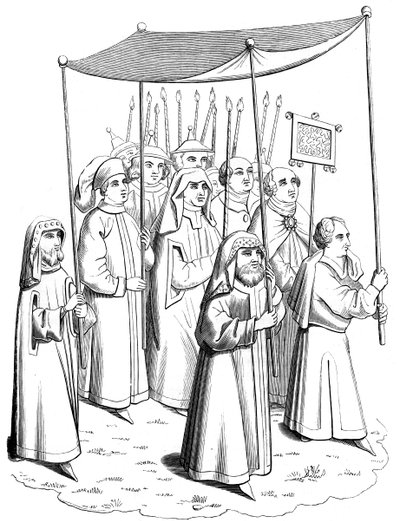 La procesión judía yendo a encontrarse con el Papa en el Concilio de Constanza, siglo XV, 1849 de Unbekannt