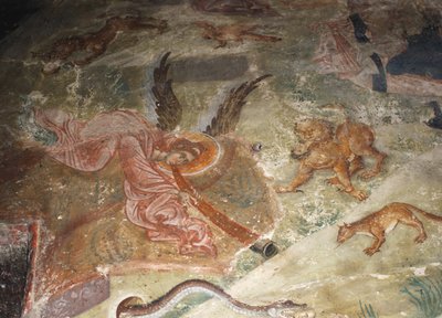 El Juicio Final. Detalle: la tierra entregó a sus muertos, 1321-1322 de Unbekannt