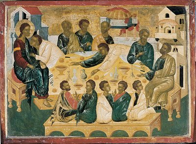 La Última Cena, icono bizantino de Unbekannt