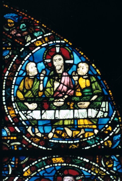 La última cena, vidriera, Catedral de Chartres, Francia, 1194-1260 de Unbekannt