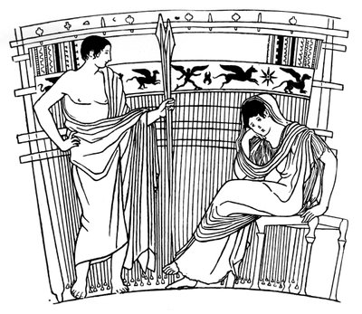 El telar de Penélope, del jarrón Chuisi, etrusco, c. 400 a.C. de Unbekannt