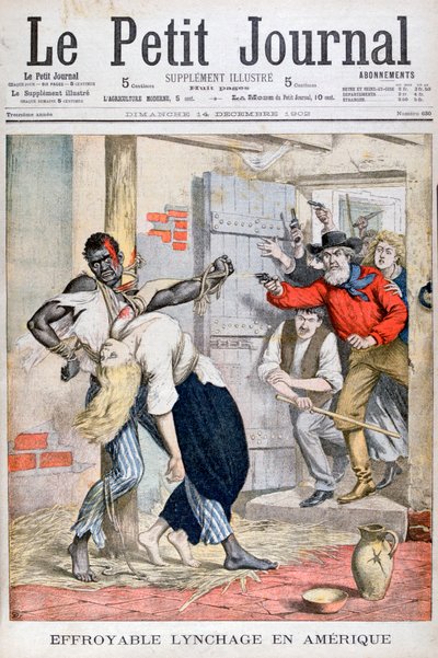 El linchamiento en una prisión de un hombre negro y el asesinato de una mujer blanca atada a él, 1902 de Unbekannt